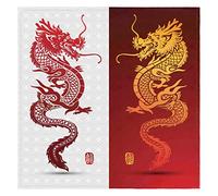 Chinese Dragon Cloth Napkins Dragon Pattern Washable Reusable Kitchen Dining Table Napkins Set of 1, 50x50 cm