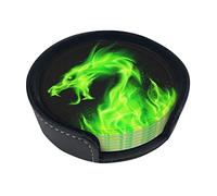 Chinese Dragon Coaster,6 Pcs Leather Coasters, for Drinks Absorbent with Storage Box