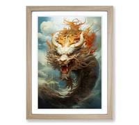 Chinese Dragon Conceptual Framed Print | A2 Oak Framed Wall Art | Ready to Hang | Modern Nature Picture | Living Room Bedroom Lounge Office