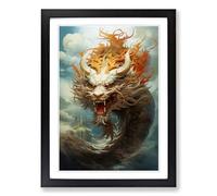 Chinese Dragon Conceptual Framed Wall Art Print A2 Black