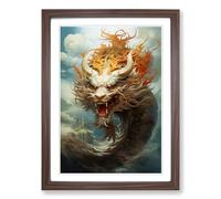 Chinese Dragon Conceptual Framed Wall Art Print A2 Walnut