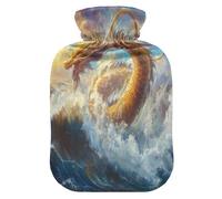 Chinese Dragon Cool Water Bottle for hot Water with Soft Cover, 1L hot Compress Bag for Arthritis, Arthritis
