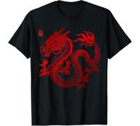 Chinese Dragon Cotton Men T-Shirt Size XXL Black