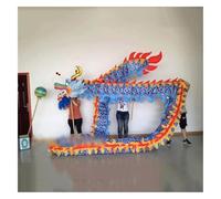 Chinese Dragon Dance 10 Meters Lion Dance Chinese Silk Dragon Dance Wu Long 3d Colorful Dragon Dance Outdoor Dragon for 6 Players Classic(Blu)