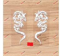 Chinese Dragon Decal Vinyl Sticker - Mirror Images Reversed - Pair White 10.2cm - Style A Die Cut No Background