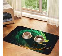 Chinese Dragon Dog Food Mat, Absorbent Pet Feeding Mat for Food and Water Bowls Non-Slip Placement Pad for Floors Waterproof Quick Dry Water Dispenser Mat for Dogs Puppy Cats 12x18 Inch