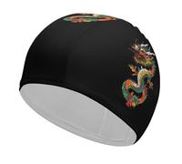 Chinese Dragon Elastic Swimming Cap Unisex Waterproof Bath Caps Lightweight Swim Hat Gifts for Swimmers