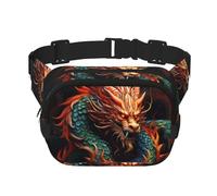 Chinese Dragon Fanny Pack For Women Waterproof Adjustable Belt Bags Waist Pack Fashion Casual Crossbody Bags Bum Bag For Running Workout Hiking Traveling, Black, One Size