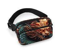 Chinese Dragon Fanny Pack Waterproof External Pocket Portable Waist Pack Outdoor Adjustable Strap Lightweight Waist Bag for Workout Traveling Casual Running Hiking Cycling
