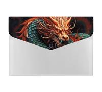 Chinese Dragon File Folder 6-Pocket, Waterproof Accordion File Organizer with Snap Closure, Expanding Document Holder for Office, Home