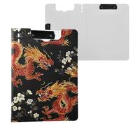 Chinese Dragon Flower Clipboard a4 Clip Board Foldover Document Folder Files for Paperwork with Clips Lightweight Plastic