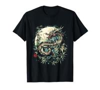 Chinese Dragon Flying Moonlit Bamboo Oriental T-Shirt