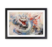 Chinese Dragon Gestural Framed Print | A2 Black Framed Wall Art | Ready to Hang | Eclectic Historical Picture | Living Room Bedroom Lounge Office