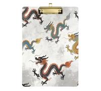 Chinese Dragon Gray Speech Therapy clipboard Waterproof for Police Office Nurse Football Coaches Tabla para escribir con Clip Size 9 x 12