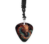 Chinese Dragon Guitar Pick Necklace Exquisite Cool Pendant Necklaces Titanium Steel Personalized Necklaces Fashion Guitar Pick Holder Necklace Unisex Unique Gifts