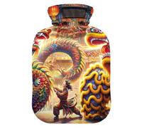 Chinese Dragon Hot Water Bottles with Velvet Cover Hot Water Bag for Menstrual Cramps
