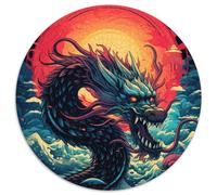Chinese Dragon Jigsaw Puzzles 1000 Pieces for Adults Round Jigsaws 1000 Pieces for Adults Ideal for Family Fun, Relaxation 67.5x67.5cm