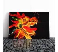 Chinese Dragon Lantern Festival Canvas Print | Gallery Wrapped 30mm Frame Wall Art | 20x14 inches | Ready to Hang | Modern Animal Picture | Living Room Bedroom Lounge Office
