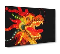 Chinese Dragon Lantern Festival Canvas Print | Gallery Wrapped 30mm Frame Wall Art | 24x16 inches | Ready to Hang | Modern Animal Picture | Living Room Bedroom Lounge Office