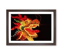 Chinese Dragon Lantern Festival Framed Print | A2 Walnut Framed Wall Art | Ready to Hang | Modern Nature Picture | Living Room Bedroom Lounge Office