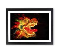 Chinese Dragon Lantern Festival Modern CB Framed Print | A2 Black Framed Wall Art | Ready to Hang | Modern Nature Picture | Living Room Bedroom Lounge Office
