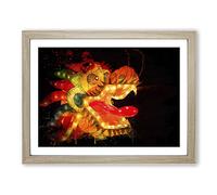 Chinese Dragon Lantern Festival Modern CB Framed Print | A2 Oak Framed Wall Art | Ready to Hang | Modern Nature Picture | Living Room Bedroom Lounge Office