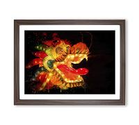 Chinese Dragon Lantern Festival Modern CB Framed Print | A3 Walnut Framed Wall Art | Ready to Hang | Modern Nature Picture | Living Room Bedroom Lounge Office