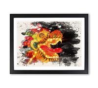 Chinese Dragon Lantern Festival Modern FC Framed Print | A4 Black Framed Wall Art | Ready to Hang | Modern Nature Picture | Living Room Bedroom Lounge Office