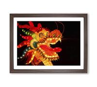 Chinese Dragon Lantern Festival Modern Framed Print | A2 Walnut Framed Wall Art | Ready to Hang | Modern Nature Picture | Living Room Bedroom Lounge Office