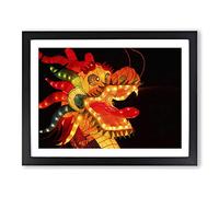 Chinese Dragon Lantern Festival Modern Framed Print | A3 Black Framed Wall Art | Ready to Hang | Modern Nature Picture | Living Room Bedroom Lounge Office