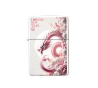 Chinese Dragon Lighter, 2024 Year of the Dragon Gifts, Replaceable Case Compatible with Zippo Inserts, Size 3.6cm x 1.2cm x 5cm