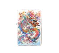 Chinese Dragon Lighter 2024 Year of the Dragon Gifts，Replaceable for Zippo (Only Case), Compatible Insert Size 3.6cm * 1.2cm * 5cm (Style 25)