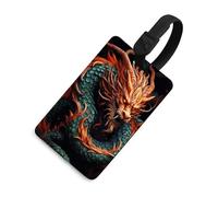 Chinese Dragon Luggage Tag TPU Luggage Tag for Suitcases with Black Secure Strap Personalized Travel Essentials Bag Tag Address Card Quick Install for Cruise Airport