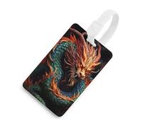 Chinese Dragon Luggage Tag Travel Essentials TPU Bag Tag Personalized Luggage Tags Holder Name Id Identifiers Card with Black Lanyard for Suitcase Backpack Toolbox
