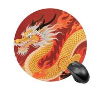 Chinese Dragon Mouse Pad Round Laptop Mouse Mat Cute Computer Mousepad Keyboard Pad Non-Slip Desk Pads for Gaming Office Work Home