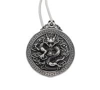 Chinese Dragon Necklace for Men, Dragon Chinese Character Necklace, Hip Hop Dragon Pendant Necklace with 23.6"Chain, Stainless Steel Punk Rock Dragon Kanji Pendant, Vintage Dragon Tag Necklace Jewelry