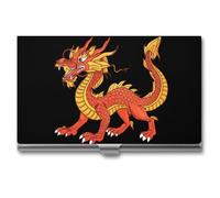 Chinese Dragon Novelty Business Card Holders Slim Metal Credit Name Cards Case Wallet Organizer for Men Women 3.7" X 2.2" X 0.3"