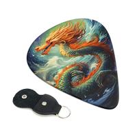 Chinese Dragon Oil Painting Guitar Plectrums, 6 Guitar Plectrums, Double Sided Printing, For Acoustic Guitar, Bass, Ukulele, Electric Guitar (0.46 Mm 0.71 Mm 0.96 Mm)