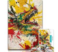 Chinese Dragon Oil Painting Jigsaw Puzzles 1000 Pieces for Adults Teens,Stress Reliever Difficult Challenge Enhance Love between Couples (75x50cm)