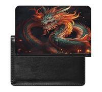 Chinese Dragon Passport Holder for Travel PU Leather Passport Book Card Holder Case Cute Passport Wallet Ultra Slim Passport Cover Passport Protector Case for Women Men