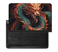 Chinese Dragon Passport Holder with 3 Card Slots, Portable PU Leather Travel Wallet, Slim Protective Cover for Passport, ID, Credit Cards