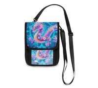 Chinese Dragon Pattern Fluorescent Colors Travel Wallet Passport Holder Travel Organizer Slim Lightweight Crossbody Bag with Adjustable Strap