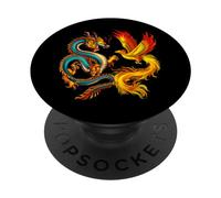 Chinese Dragon Phoenix Bird Japanese Mythology Asian PopSockets Adhesive PopGrip