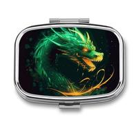 Chinese Dragon Pill Case Travel Portable Pocket Pill Box 2 Compartment Medicine Case Large Capacity Daily Pill Cases Vitamin Organizer Medicine Organizer Small Pill Box