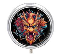 Chinese Dragon Pill Organizer Round Pill Box Travel Pill Case Medicine Organizer for Pocket Purse