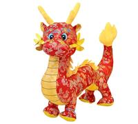 Chinese Dragon Plush 8.3inch Traditional Embroidered PP Cotton Stuffed Dragon with Hanging Rope Cute Festive Chinese New Year Decoration Red Stuffed