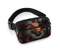 Chinese Dragon Printed Fanny Pack Fanny Packs for Women Men,Crossbody Bag Large Chest Bag with Adjustable Strap for Outdoors Workout Traveling Casual Running, Chinese Dragon, 20x13cm