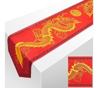 Chinese Dragon Printed Table Runner Lunar New Year Dragon Table Runner 11inchx 5.9ft Polyester Asian Party Decorations Dragon Table Decorations Asian Themed Party Supplies for Spring Festival (2)