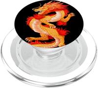 Chinese Dragon Red Fire Eastern Myth Martial Art PopSockets PopGrip for MagSafe