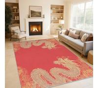 Chinese Dragon Rugs Living Room Large 120x180, Asian Oriental Area Rugs for Bedroom, Patterned Short Pile Non Slip Machine Washable Carpet, Home Decor C-M1